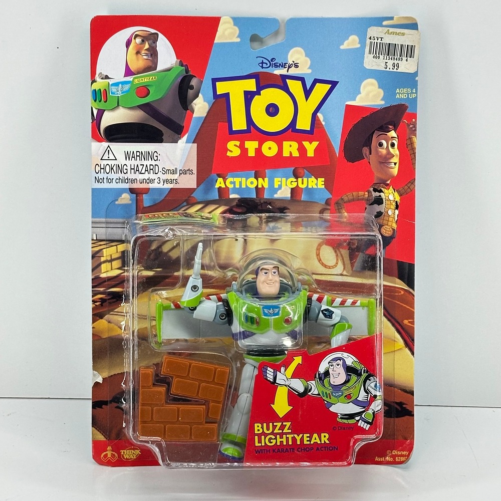 Disney Toy Story Buzz Lightyear Action Figure Karate Chop Vintage Think Way MOC